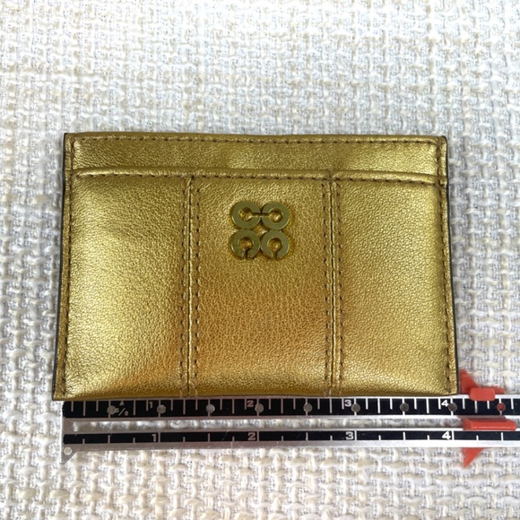 Coach Small Card Case in Metallic Gold Leather New In Box - Picture 7 of 15